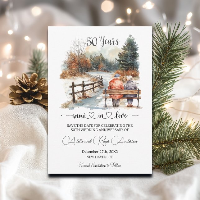 50th Wedding Anniversary Winter Landscape Romantic Save The Date (Von Creator hochgeladen)