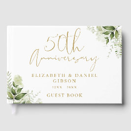 50th Wedding Golden Anniversary Greenery Photo Gästebuch