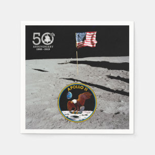 50th Years Moon Landing, Insigna & American Fahne: Serviette