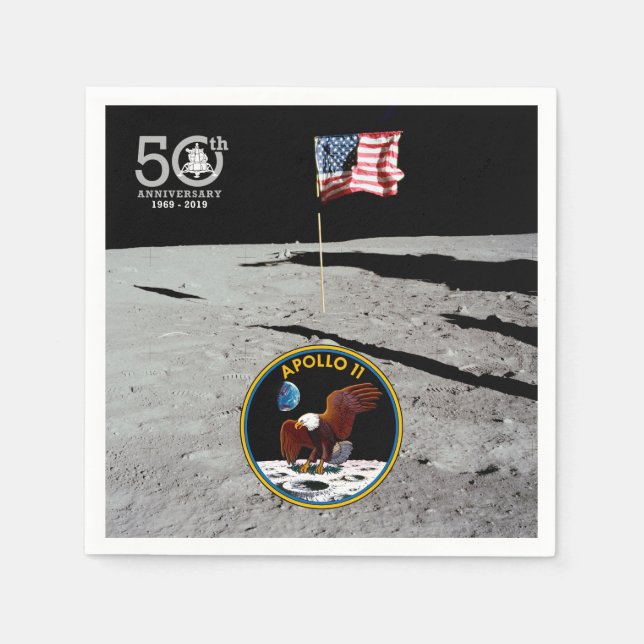 50th Years Moon Landing, Insigna & American Fahne: Serviette (Vorderseite)