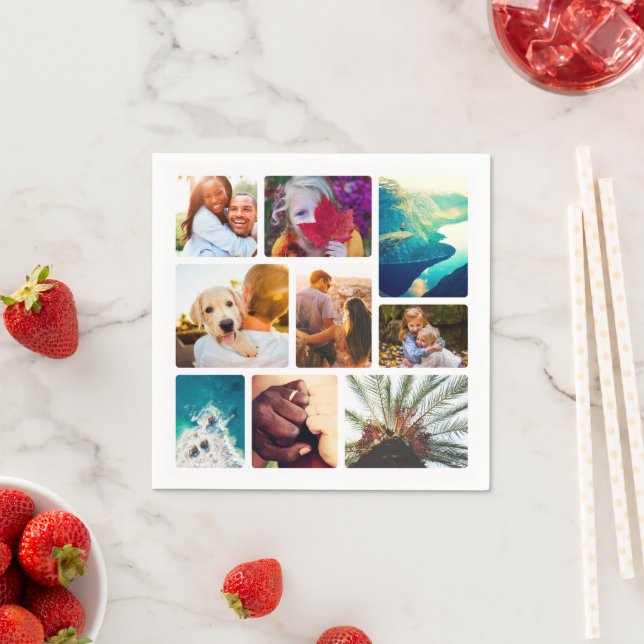 50x Serviettes Napkins 9 Vorlage für FotoCollage Serviette (Beispiel)