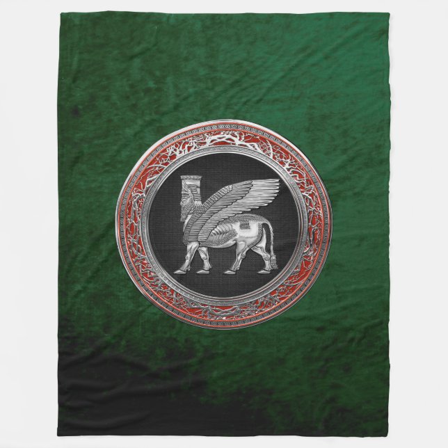 [510] Assyrian Winged Bull - Silver Lamassu Fleecedecke (Vorderseite)