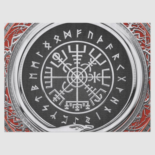 [510] Vegvisir - Vikings silberner magischer Runic Seidenpapier (Vorderseite)