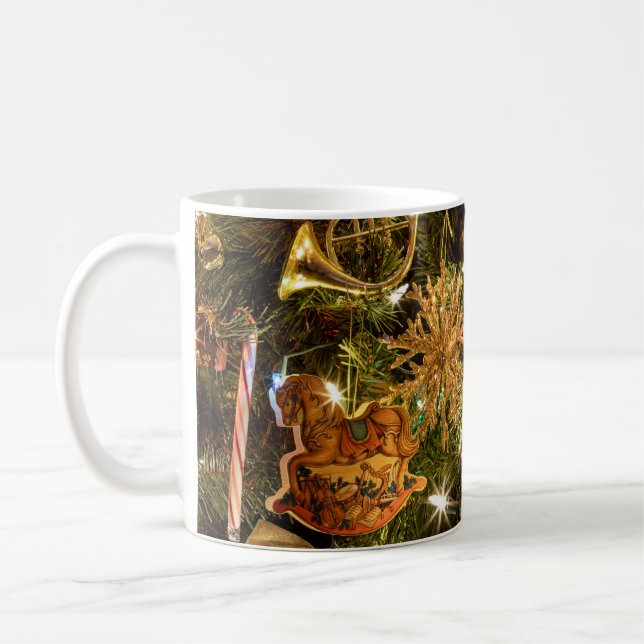5183-Weihnachtsbaum mit Ornamenten und Lichtern Kaffeetasse (Links)