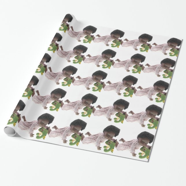 519 Sasha Cara Black Baby Geschenkpapier (Ungerollt)