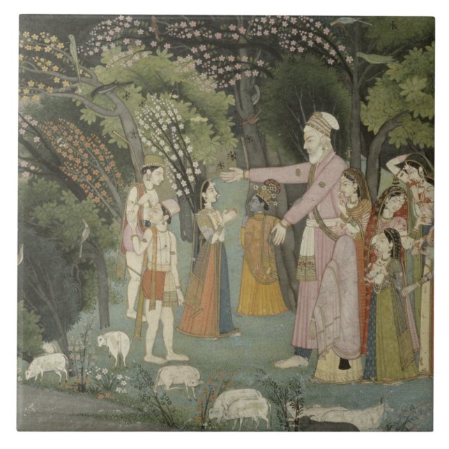 51.207/28 Nanda, das Radha fragt, um Krishna hom Fliese (Vorderseite)