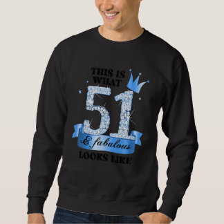 51 & Fabulous I Blue White Party Group Candid Phot Sweatshirt