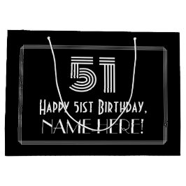 51. Geburtstag — Art Deco Inspiriert Look "51" & N Große Geschenktüte