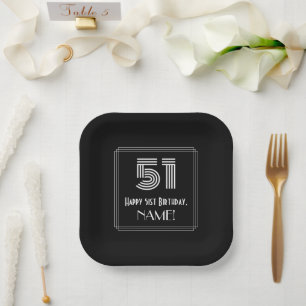 51. Geburtstag — Art Deco Inspiriert Look "51" + N Pappteller