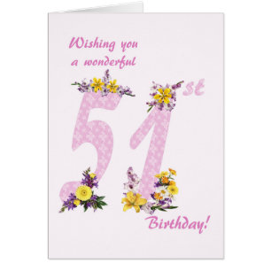 51. Geburtstag Blume dekorierte Zahlen