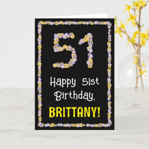 51. Geburtstag: Florale Blumen Nummer, Benutzerdef Karte
