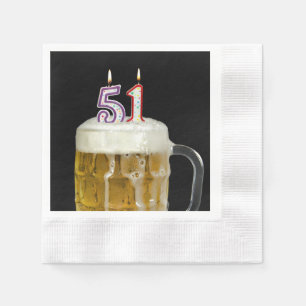 51. Geburtstag Kerzen in Bier Serviette