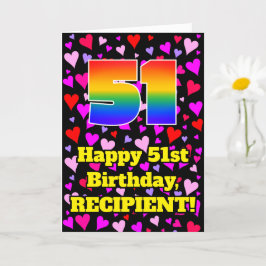 51. Geburtstag: Loving Hearts Pattern, Regenbogen Karte