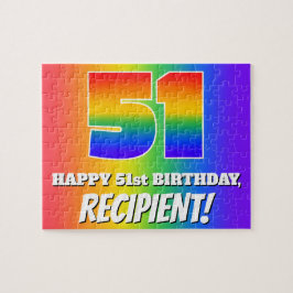 51. Geburtstag — mehrfarbiges Regenbogenmuster "51 Puzzle
