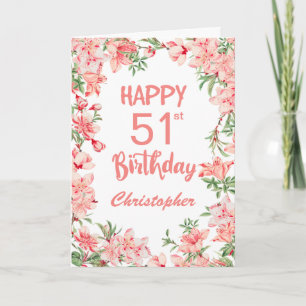 51. Geburtstag Pink Peach Peonies Aquarell Floral Karte