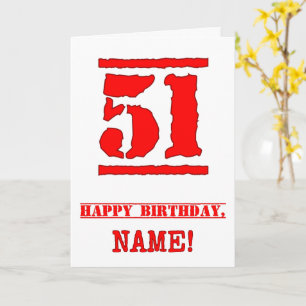 51. Geburtstag: Spaß, Red Rubber Briefmarke Inspir Karte