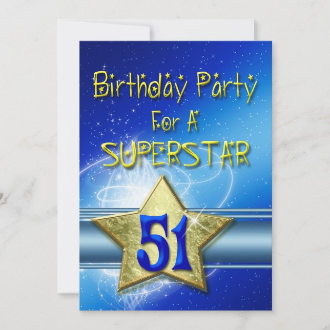 51. Geburtstagsparty Einladung für einen Superstar (Vorderseite)