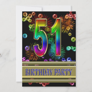 51. Geburtstagsparty Einladung mit Blasen