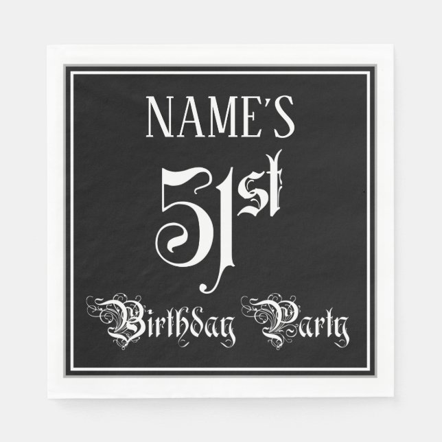 51. Geburtstagsparty — Extravagantes Script + Indi Serviette (Vorderseite)
