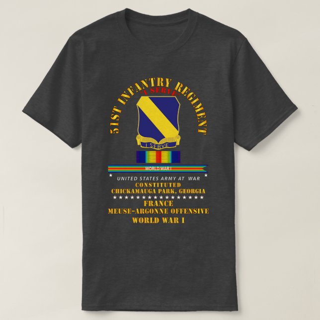 51. Infanterie Regiment I Serve France WWI T-Shirt (Design vorne)