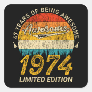 51 Jahre alt 1974 Retro Phantastisch 51. Geburtsta Quadratischer Aufkleber