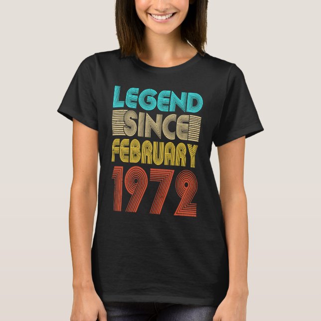 51 Jahre alte Legende seit Februar 1972 51. Geburt T-Shirt (Vorderseite)