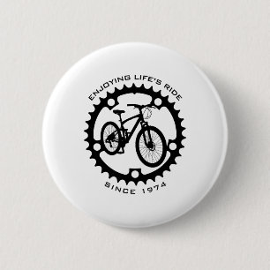 51-jähriger Mountainbiker 1974 51. Geburtstag Biki Button