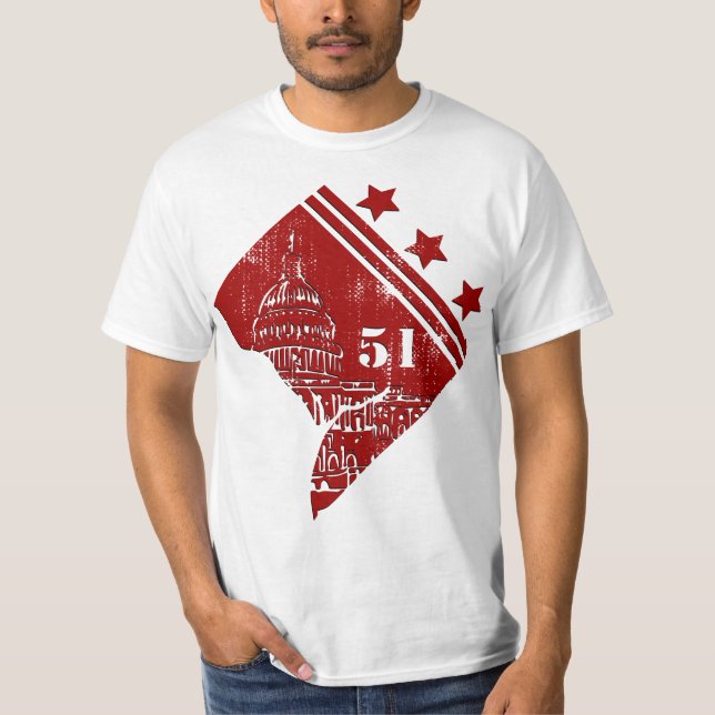 51. - Staat der Washington DC Flag Borderline T-Shirt (Vorderseite)