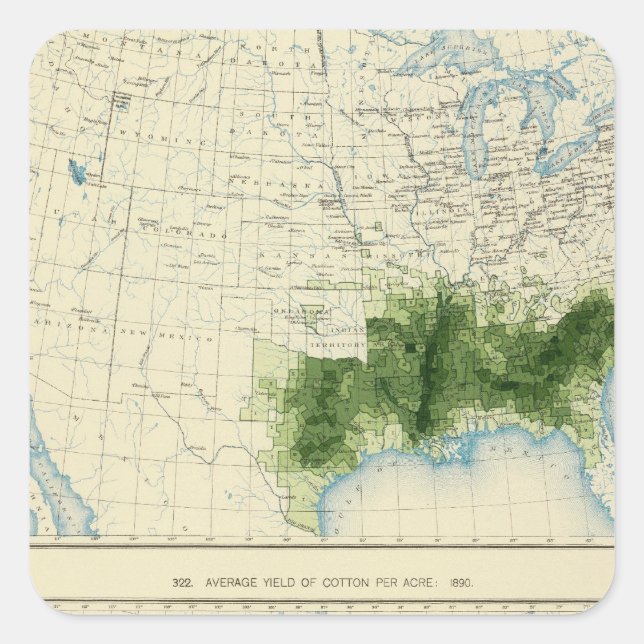 52 Baumwolle 1890 Quadratischer Aufkleber (Vorderseite)