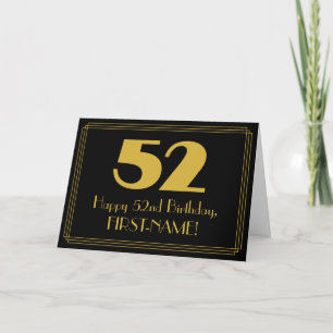 52. Geburtstag: Art Deco inspiriertes Aussehen "52 Karte
