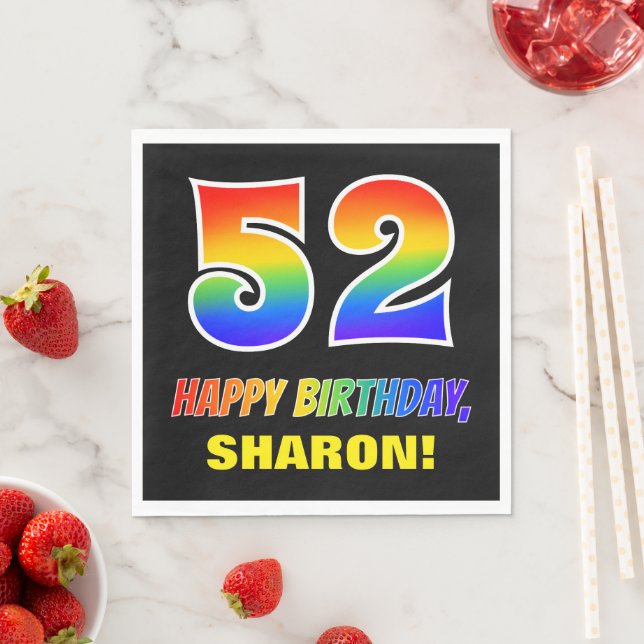 52. Geburtstag: Bold, Fun, Simple, Rainbow 52 Serviette (Beispiel)