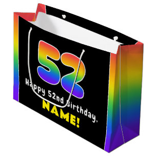 52. Geburtstag: Farbiger Regenbogen # 52, Individu Große Geschenktüte