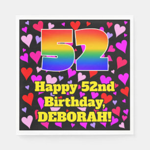 52. Geburtstag: Loving Hearts Pattern, Regenbogen Serviette