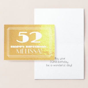 52. Geburtstag: Name + Art Deco inspiriertes Ausse Folienkarte