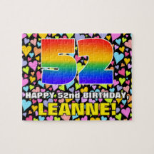 52. Geburtstag — Spaß, liebevolle Herzformen + "52