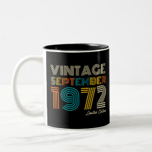 52. Geburtstag Vintag September 1972 Limited Edtn. Zweifarbige Tasse