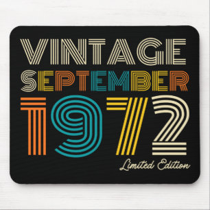 52. Geburtstag Vintage September 1972 Limitierte A Mousepad