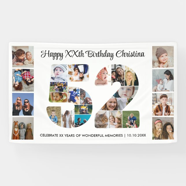 52. Geburtstagsfeier Nummer 52 Fotocollage Banner (Horizontal)