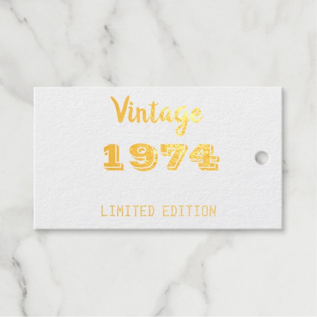 52. Geburtstagsfeiertag - Vintage 1974-Grenze Geschenkanhänger (Vorderseite (Horizontal))