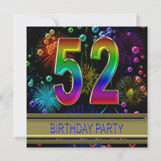 52. Geburtstagsparty Einladung mit Blasen