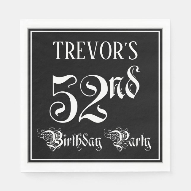 52. Geburtstagsparty - Extravagantes Script + Indi Serviette (Vorderseite)