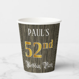 52. Geburtstagsparty - Imitate Gold & Imitate Wood Pappbecher