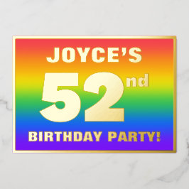 52. Geburtstagsparty: Spaß, farbenfrohe Regenbogen Folieneinladung