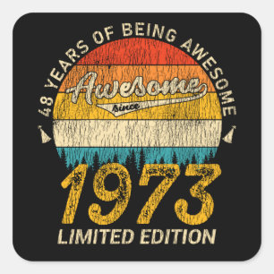 52 Jahre alt 1973 Retro Phantastisch 52. Geburtsta Quadratischer Aufkleber