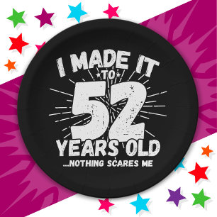 52 Jahre alt Sarcastic Meme Funny 52. Geburtstag Pappteller