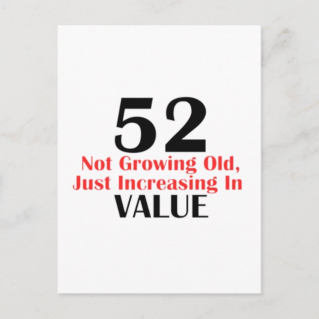 52 Jahre alte Geburtstagsdesigns Postkarte (Vorderseite)