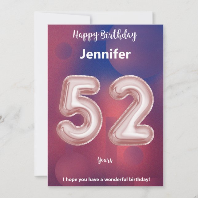 52 Jahre alte Happy Birthday Card (Vorderseite)