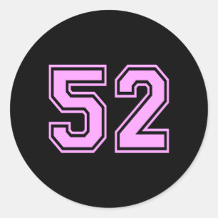 52 Nummer Zweiundfünfzig Sport Varsity College Mäd Runder Aufkleber