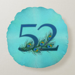 52 Pfauenfeder Geburtstag Jubiläum Elegant Rundes Kissen