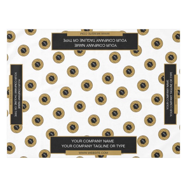 52"X70" Tischtennisloth-Logo Gold Weiß Tischdecke (Vorderseite (Horizontal))